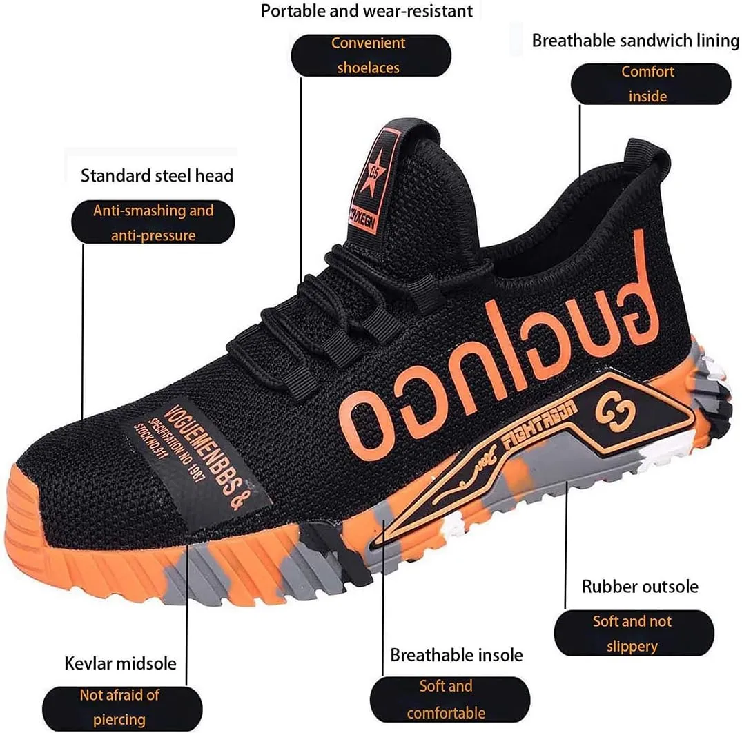 Puncture Proof Comfortable Breathable Safety Shoes,Mens Work Safety Outdoor Protection Footwear Industrial and Construction,