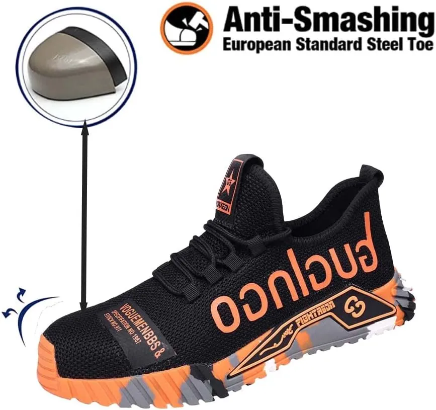 Puncture Proof Comfortable Breathable Safety Shoes,Mens Work Safety Outdoor Protection Footwear Industrial and Construction,