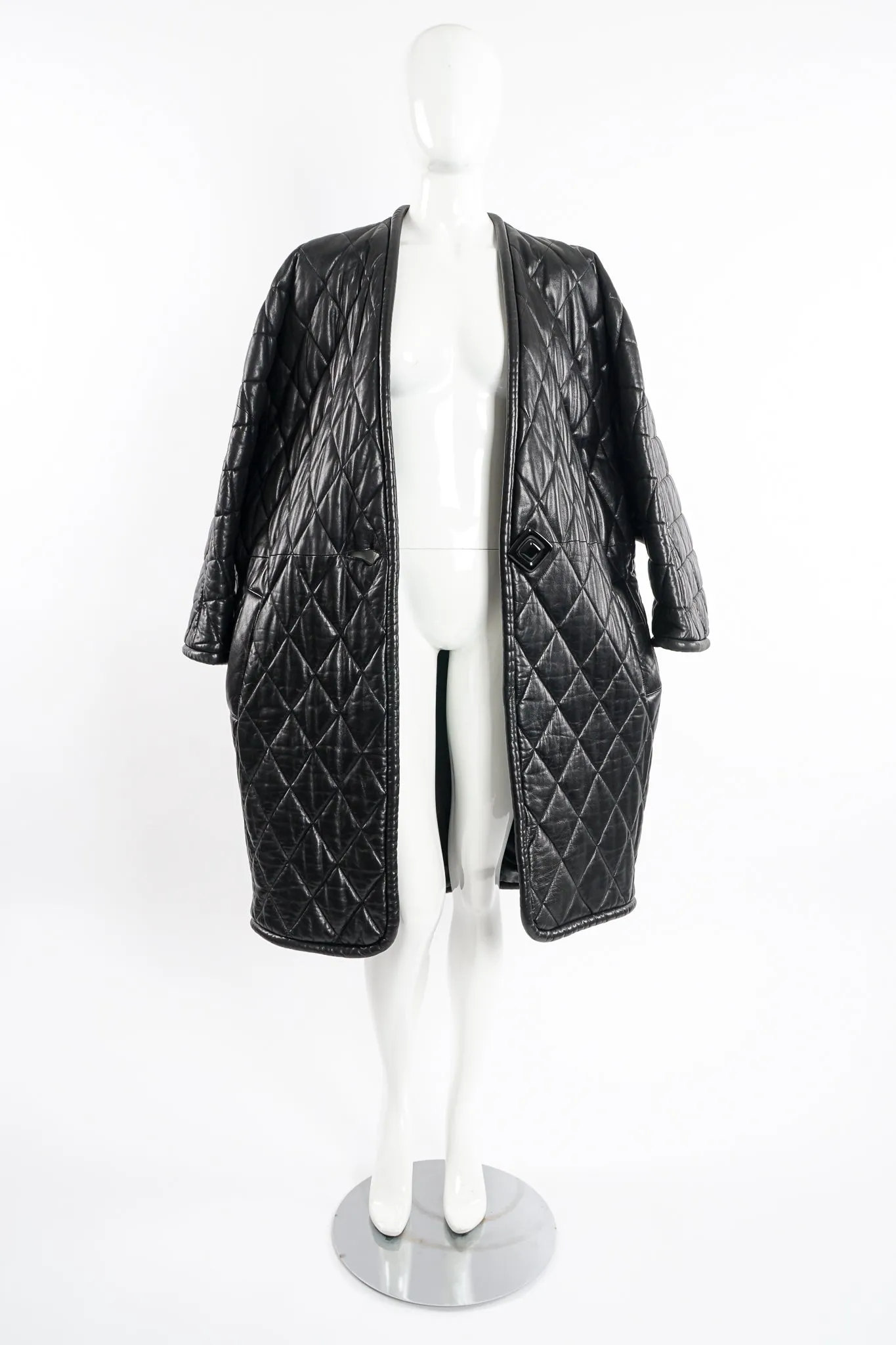 Quilted Leather Cocoon Coat