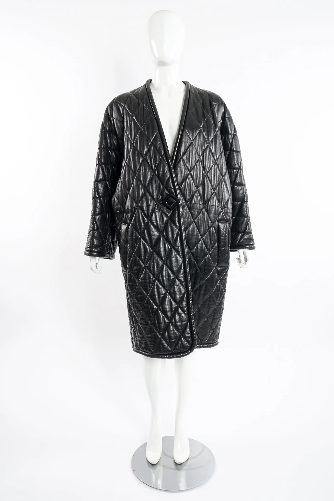 Quilted Leather Cocoon Coat