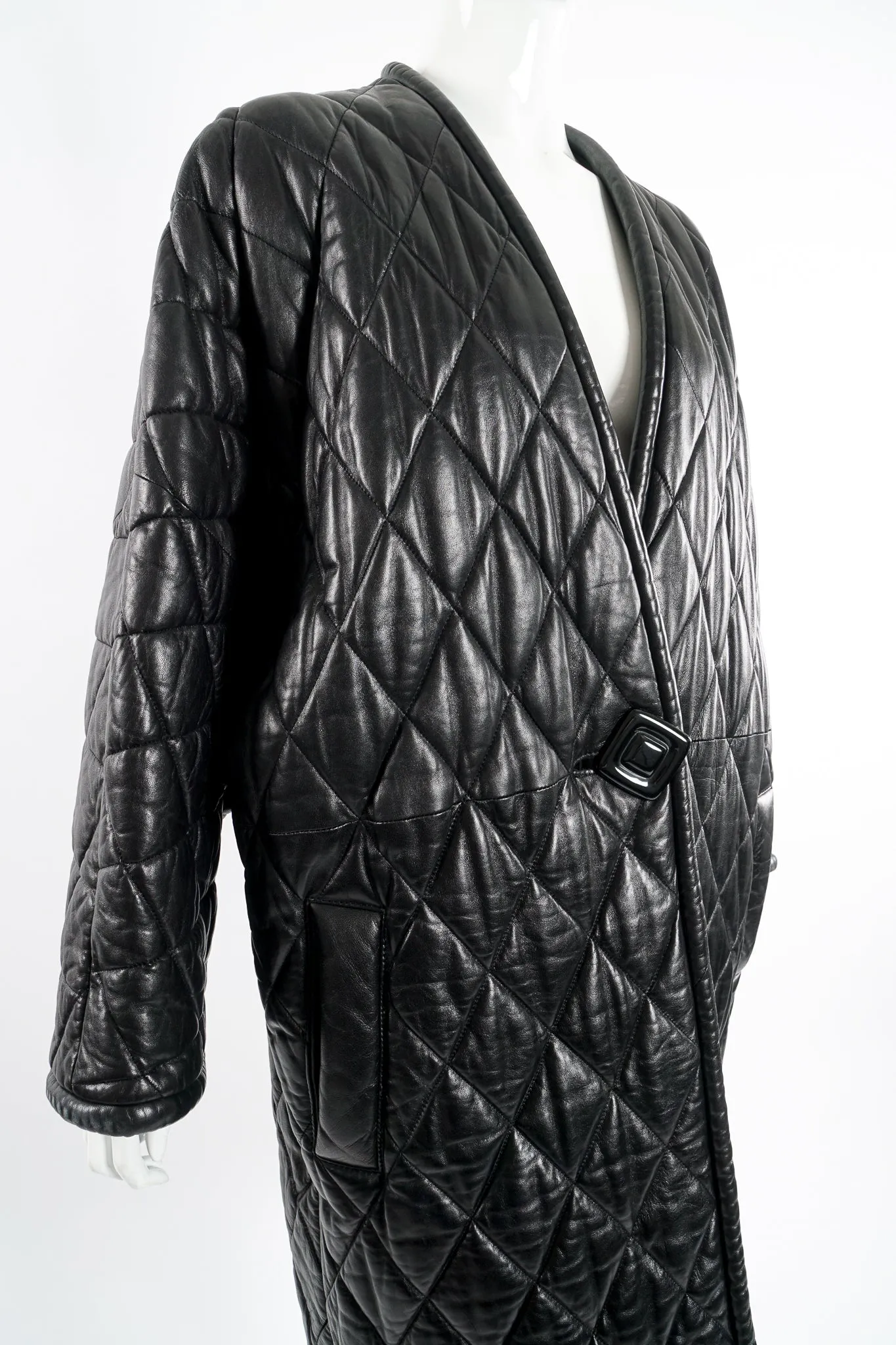 Quilted Leather Cocoon Coat