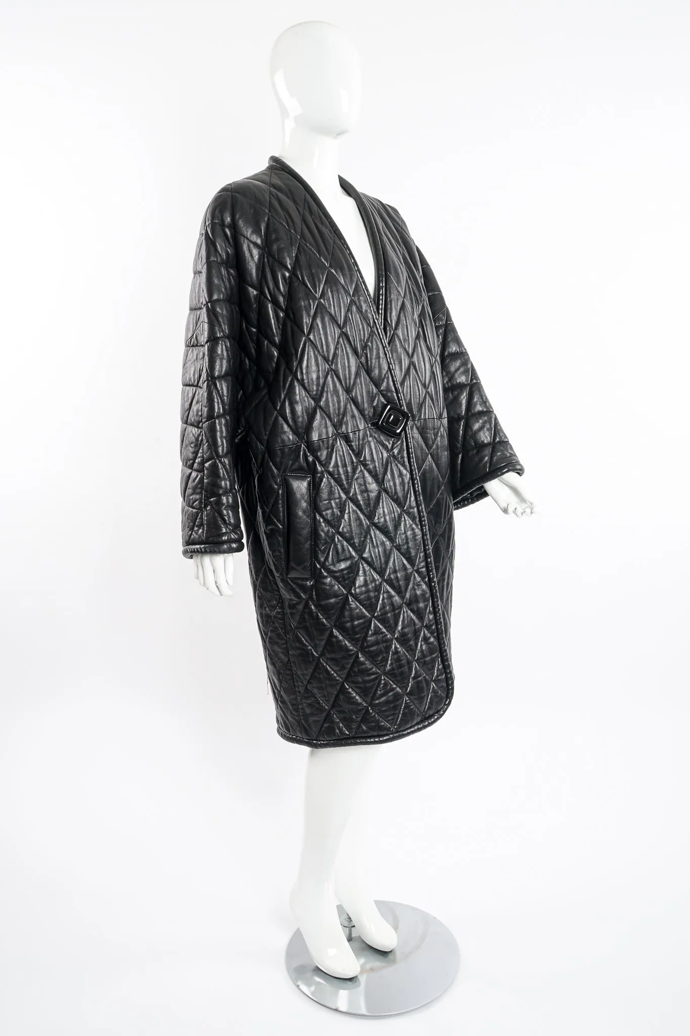 Quilted Leather Cocoon Coat