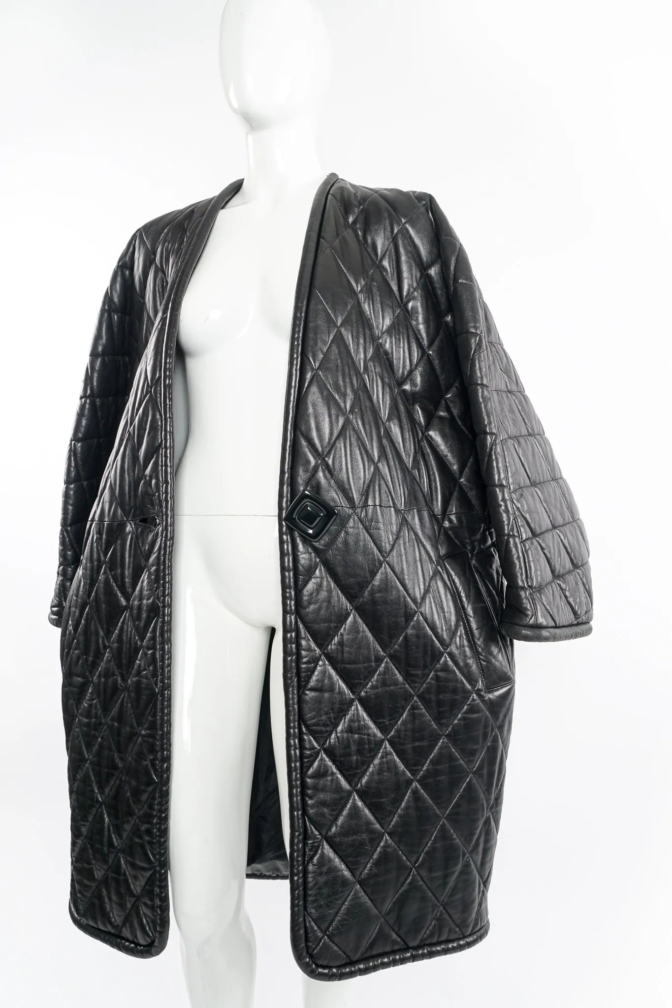 Quilted Leather Cocoon Coat