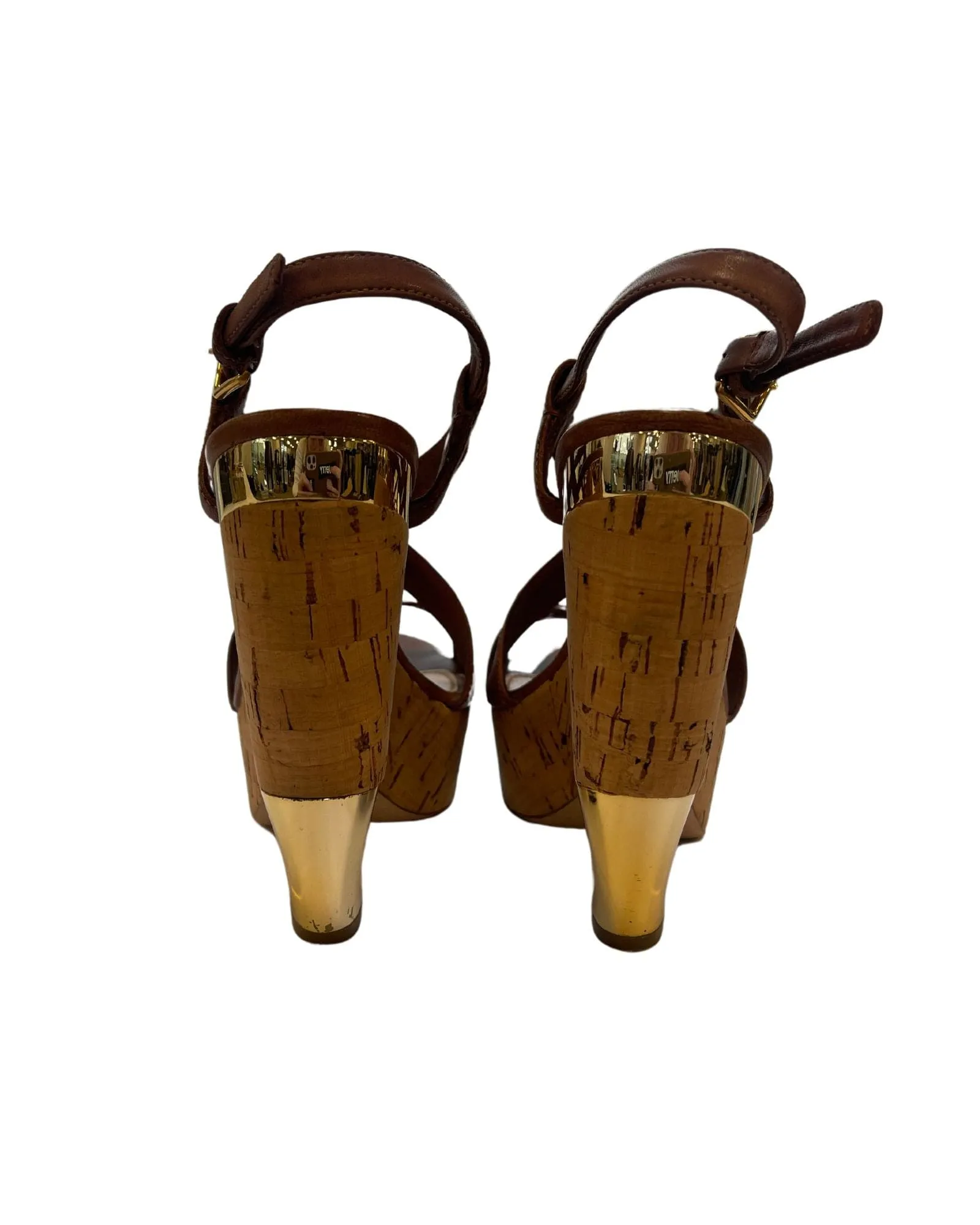 "Donna" Cork Metallic Heels