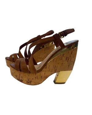 "Donna" Cork Metallic Heels