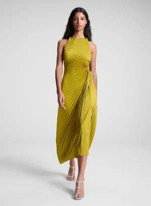 Reagan Satin Pleated Midi Dress