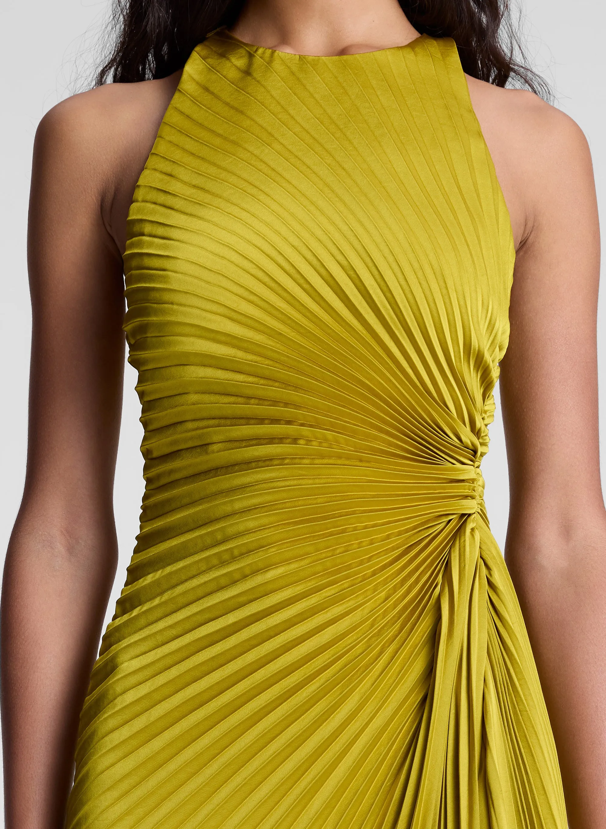 Reagan Satin Pleated Midi Dress