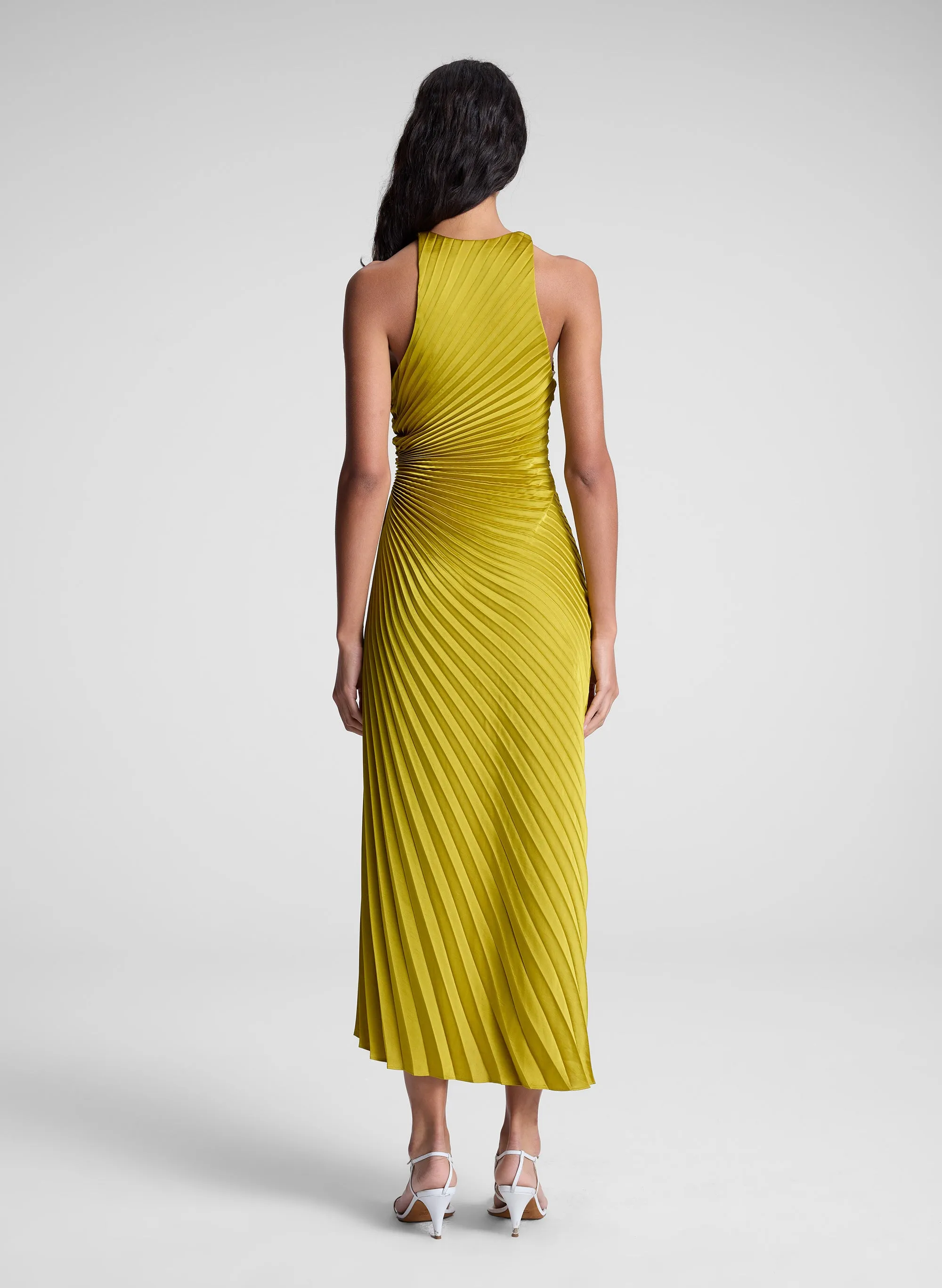 Reagan Satin Pleated Midi Dress
