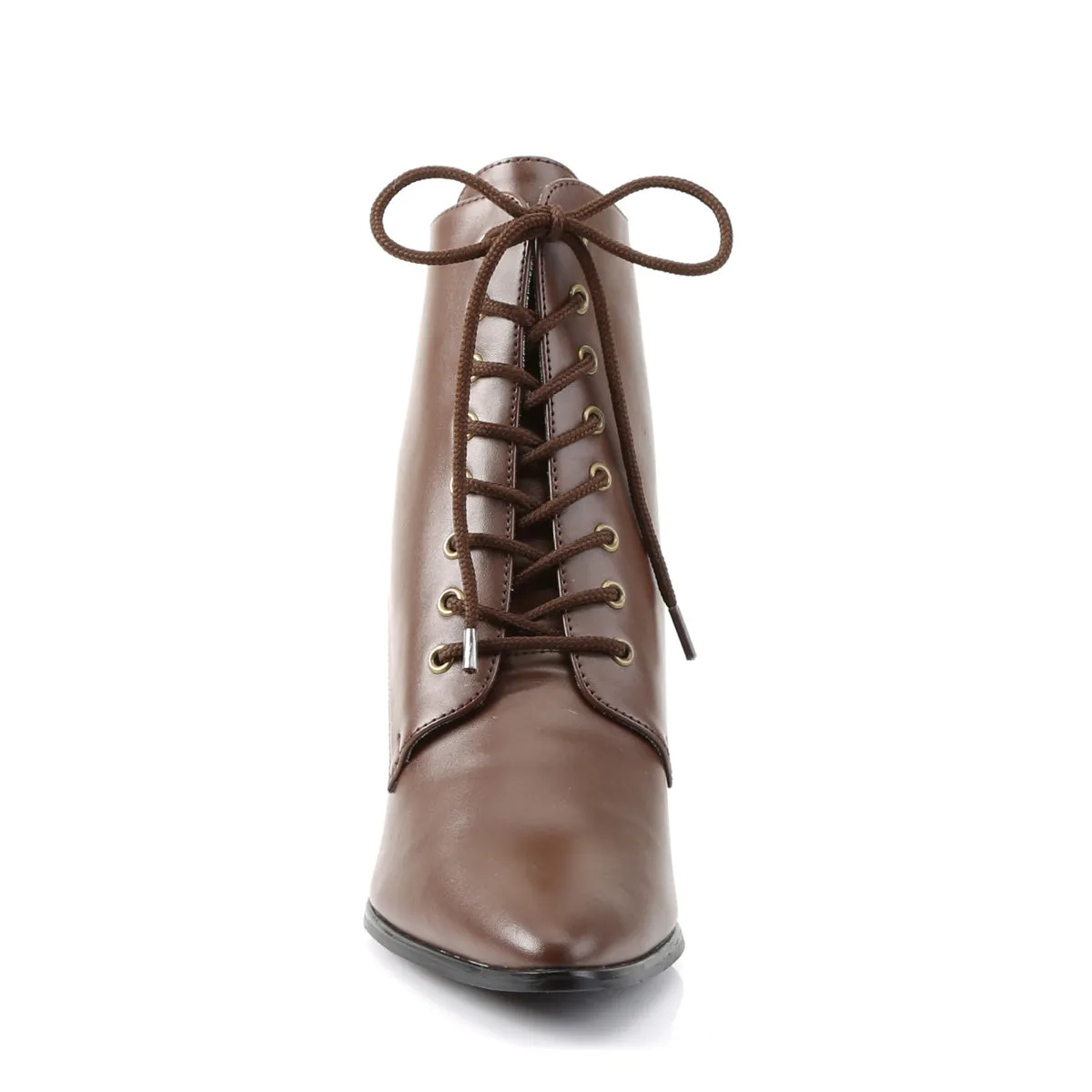 Retro Victorian Ankle Boots Brown