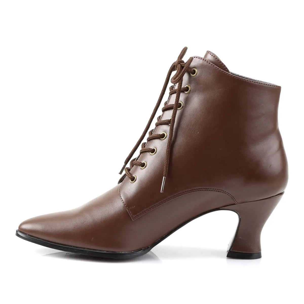 Retro Victorian Ankle Boots Brown