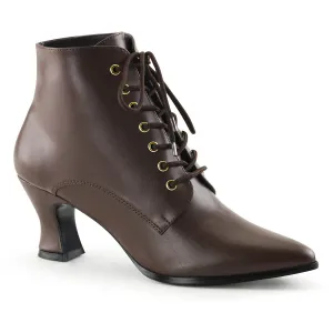 Retro Victorian Ankle Boots Brown
