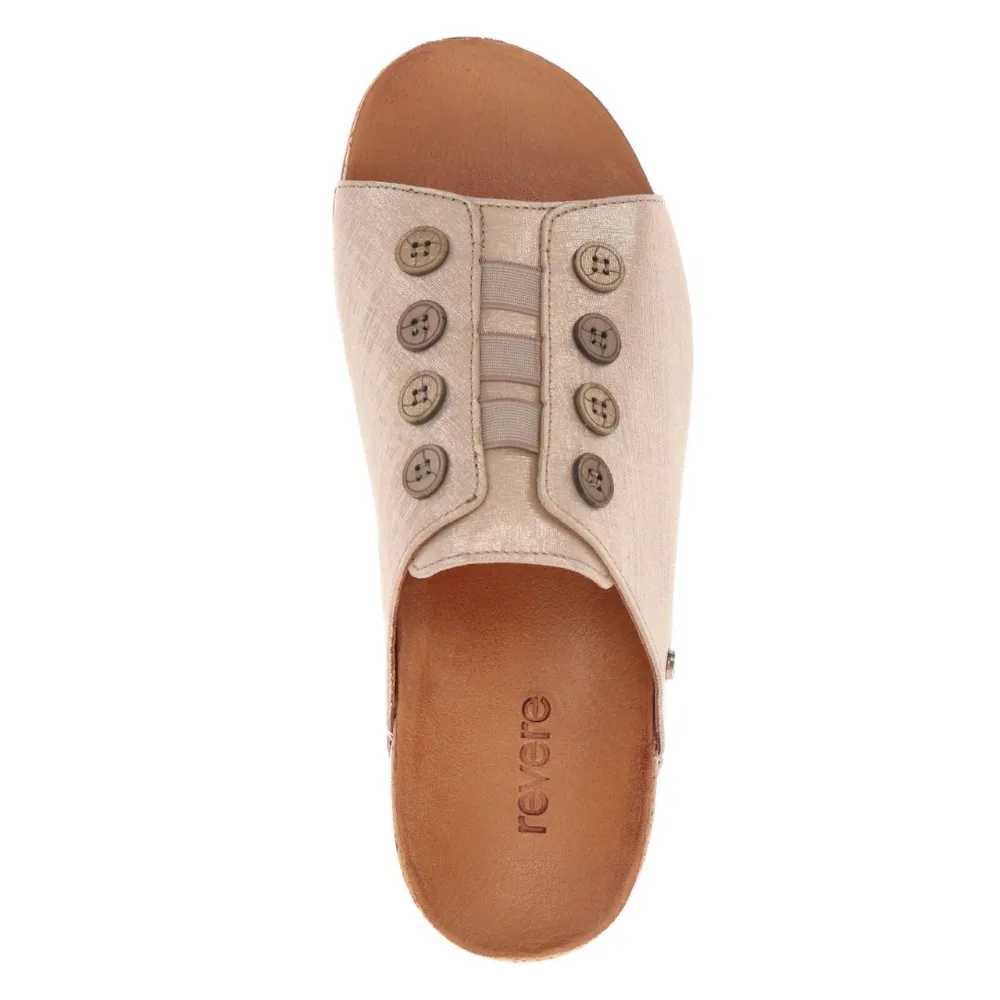 Revere Antalya Gold Linen Slide Sandal (Women's)