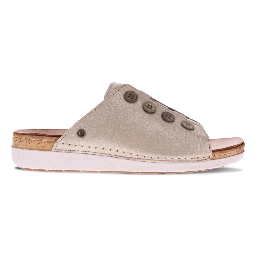 Revere Antalya Gold Linen Slide Sandal (Women's)