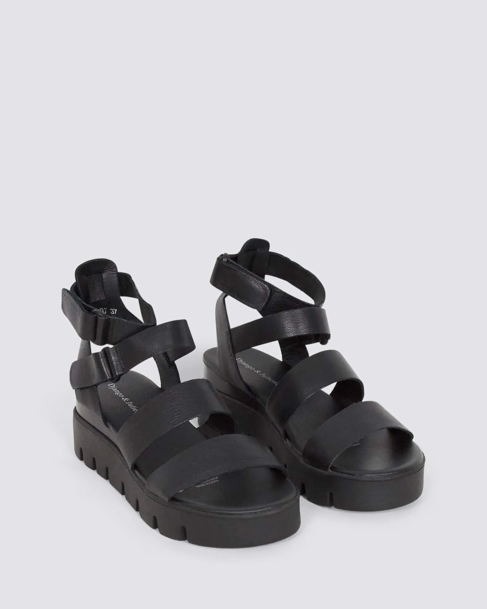 RHEAN WEDGE SANDALS BLACK/BLACK LEATHER