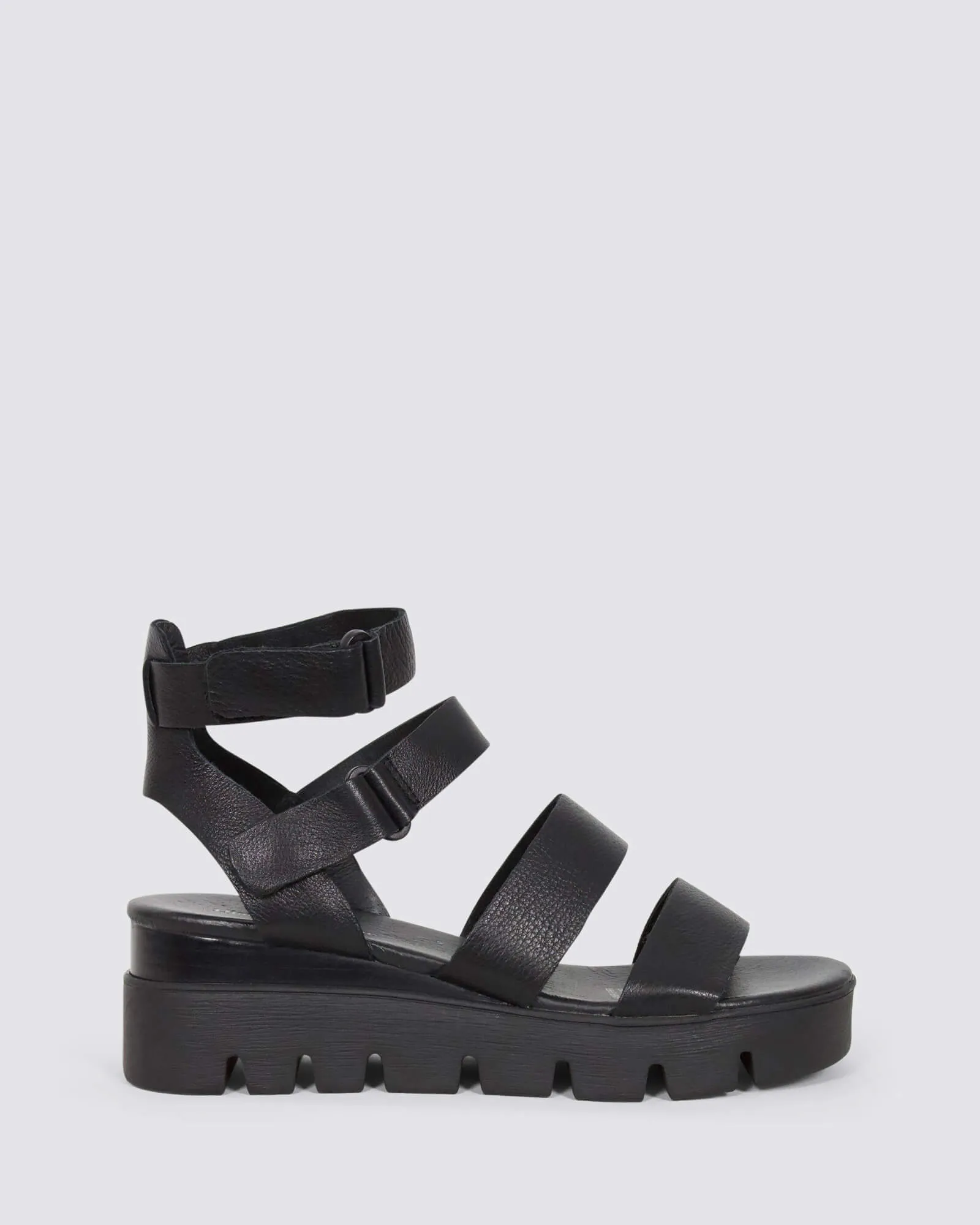 RHEAN WEDGE SANDALS BLACK/BLACK LEATHER
