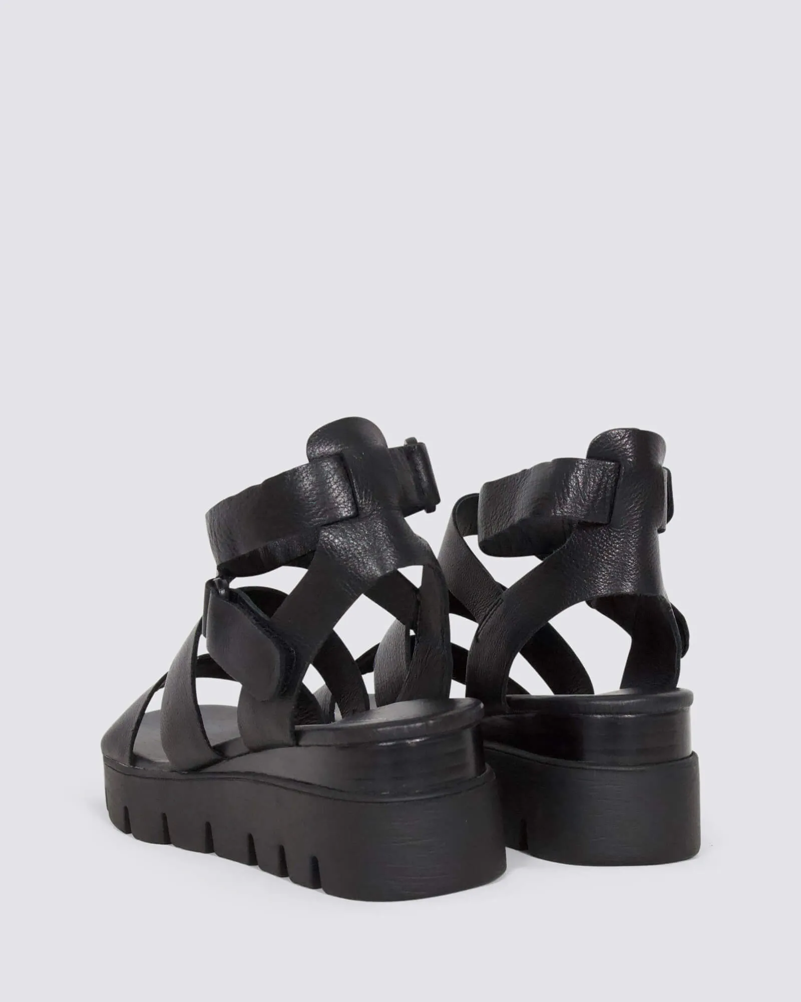 RHEAN WEDGE SANDALS BLACK/BLACK LEATHER