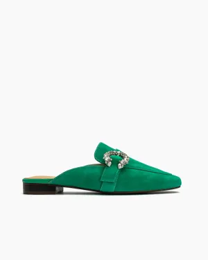 Rhinestone Buckle Minimalist Mules