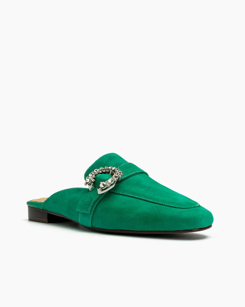 Rhinestone Buckle Minimalist Mules