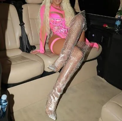 Rhinestone  Over The Knee Boots