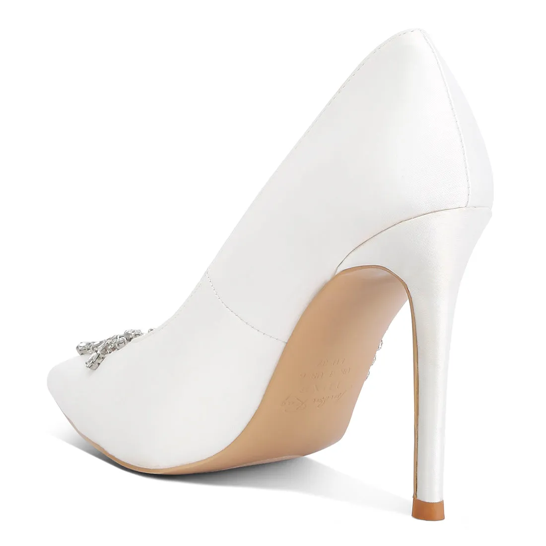 Rhinestones Embellished Satin Stiletto Pumps