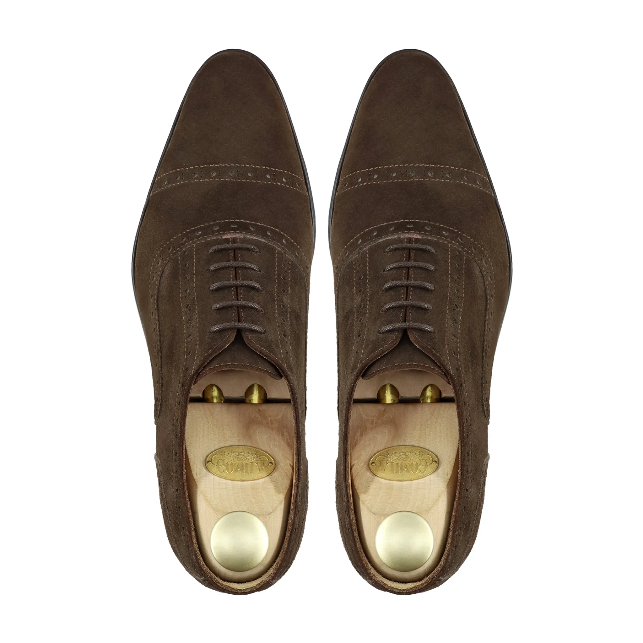 Rhodes - Men's Dark Brown Kid Suede Oxford Shoe
