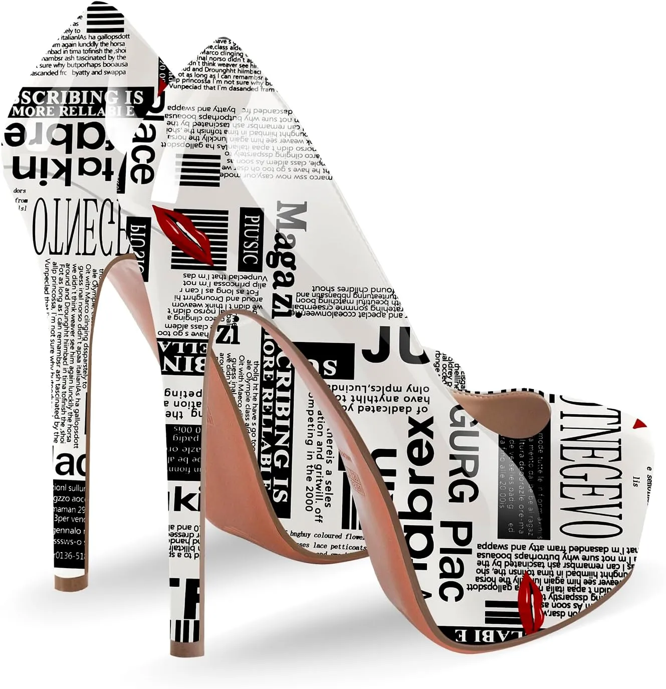 richealnini Sexy Platform Heel Pumps for Women Slip On Stiletto High Heels