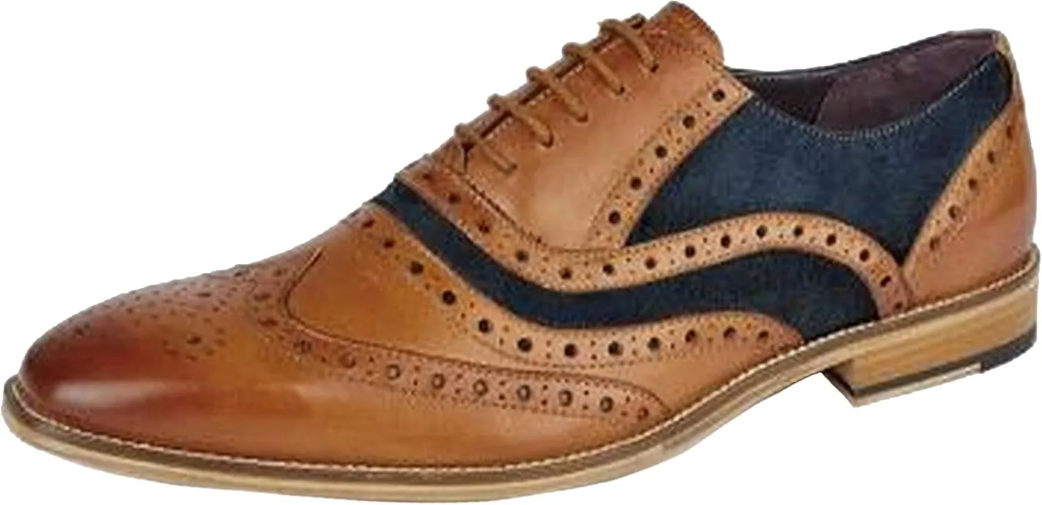 Roamers Mens 5 Eyelet Leather Brogue Oxfords