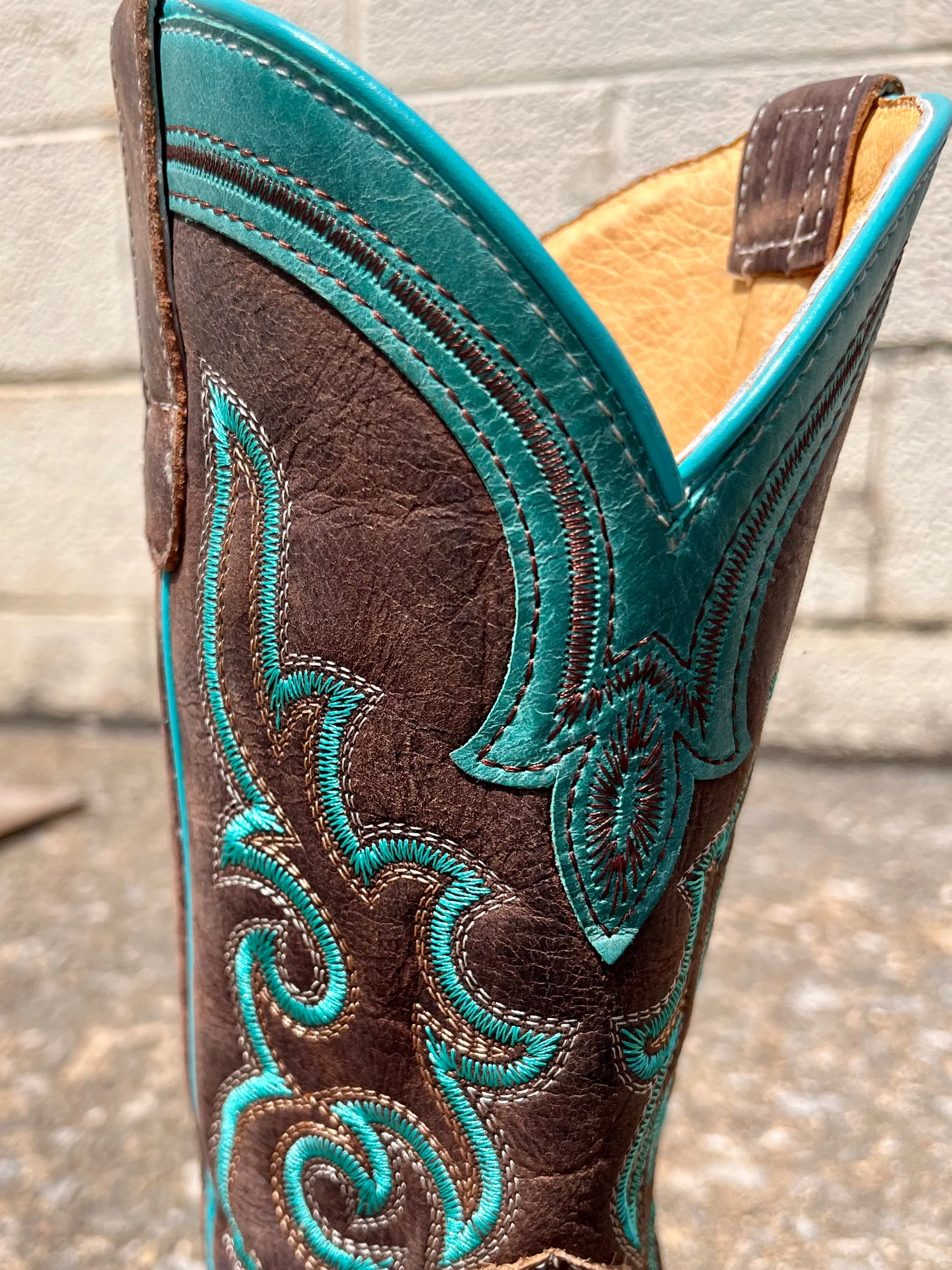 Roper Women's Shyla Burnish Blue Wing Tip Square Toe Cowgirl Boots 7016-8587