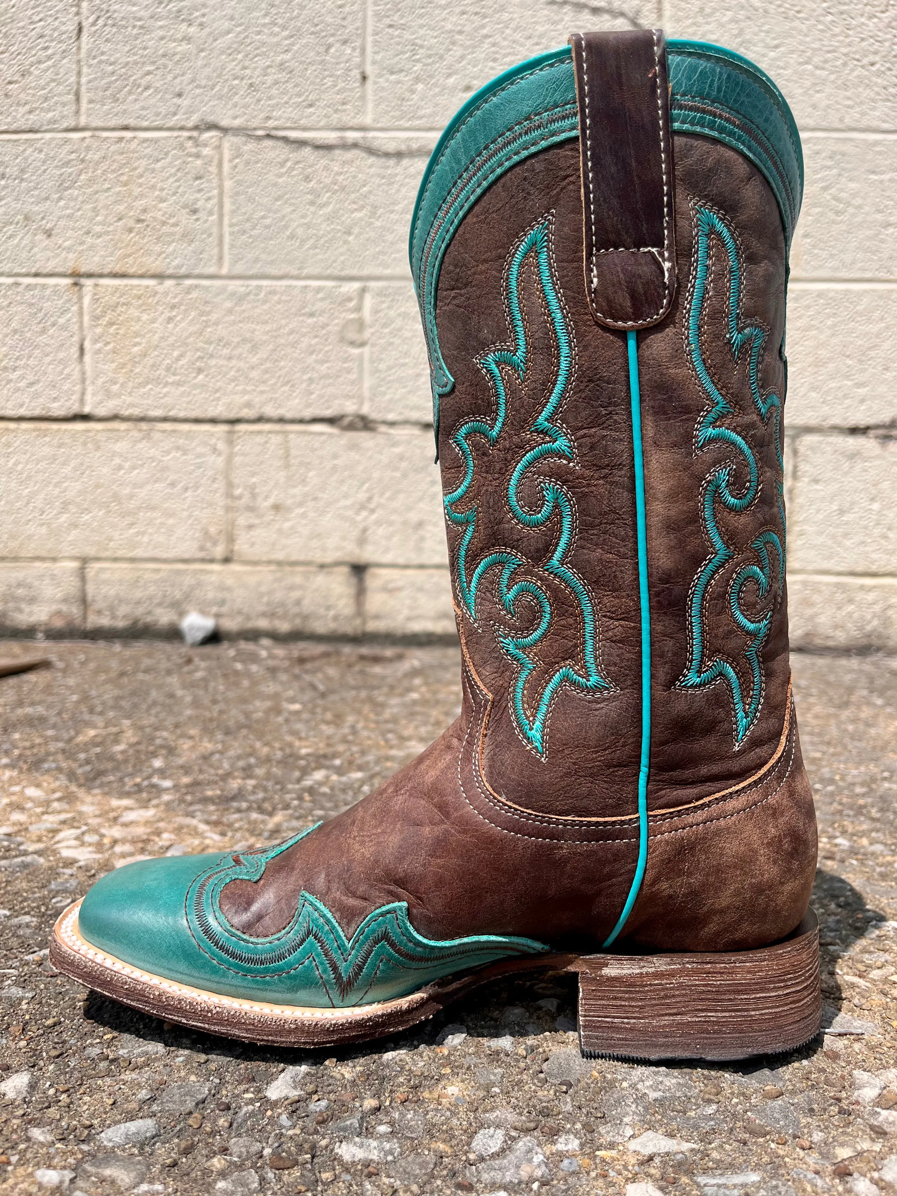 Roper Women's Shyla Burnish Blue Wing Tip Square Toe Cowgirl Boots 7016-8587