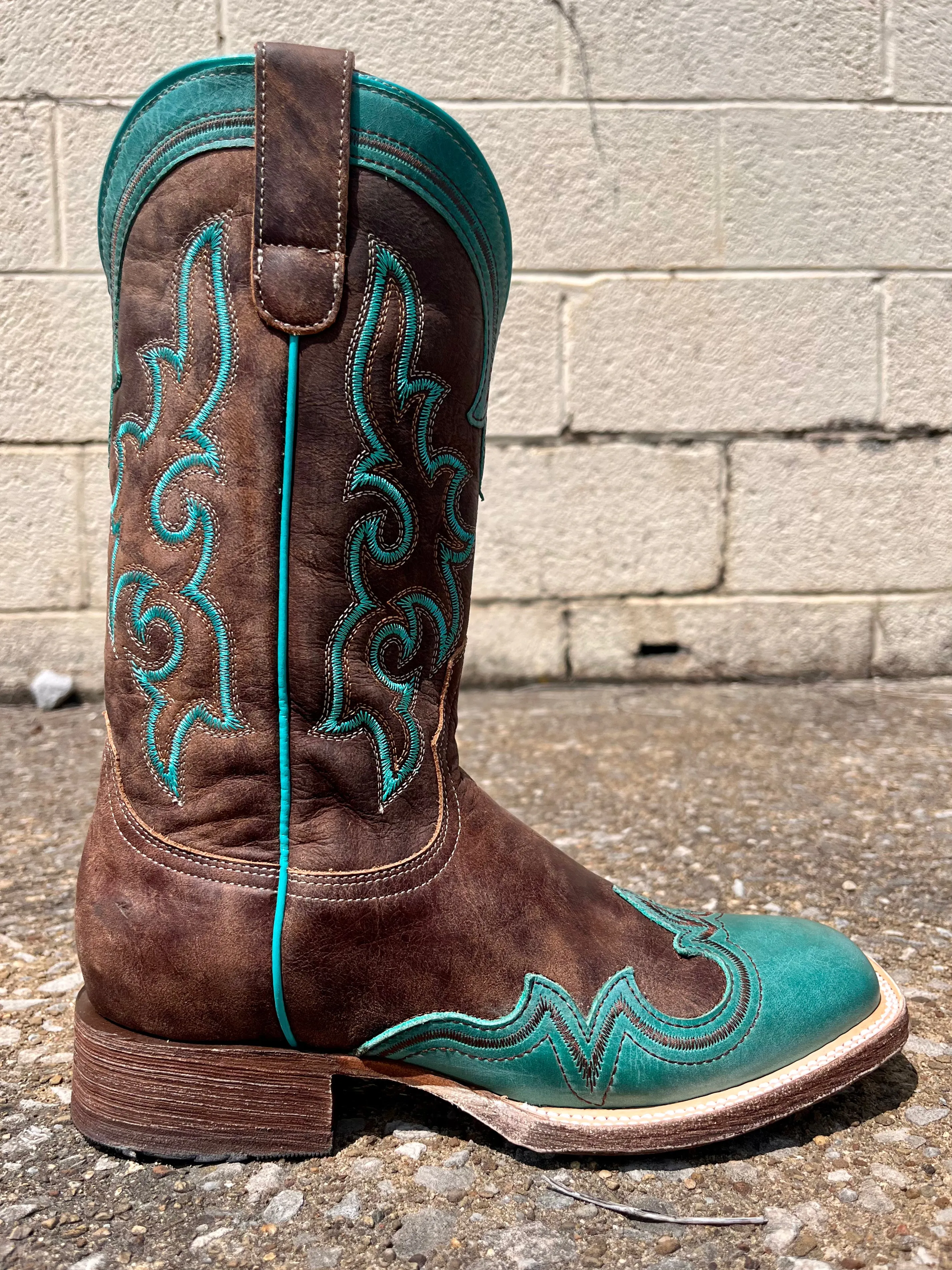 Roper Women's Shyla Burnish Blue Wing Tip Square Toe Cowgirl Boots 7016-8587