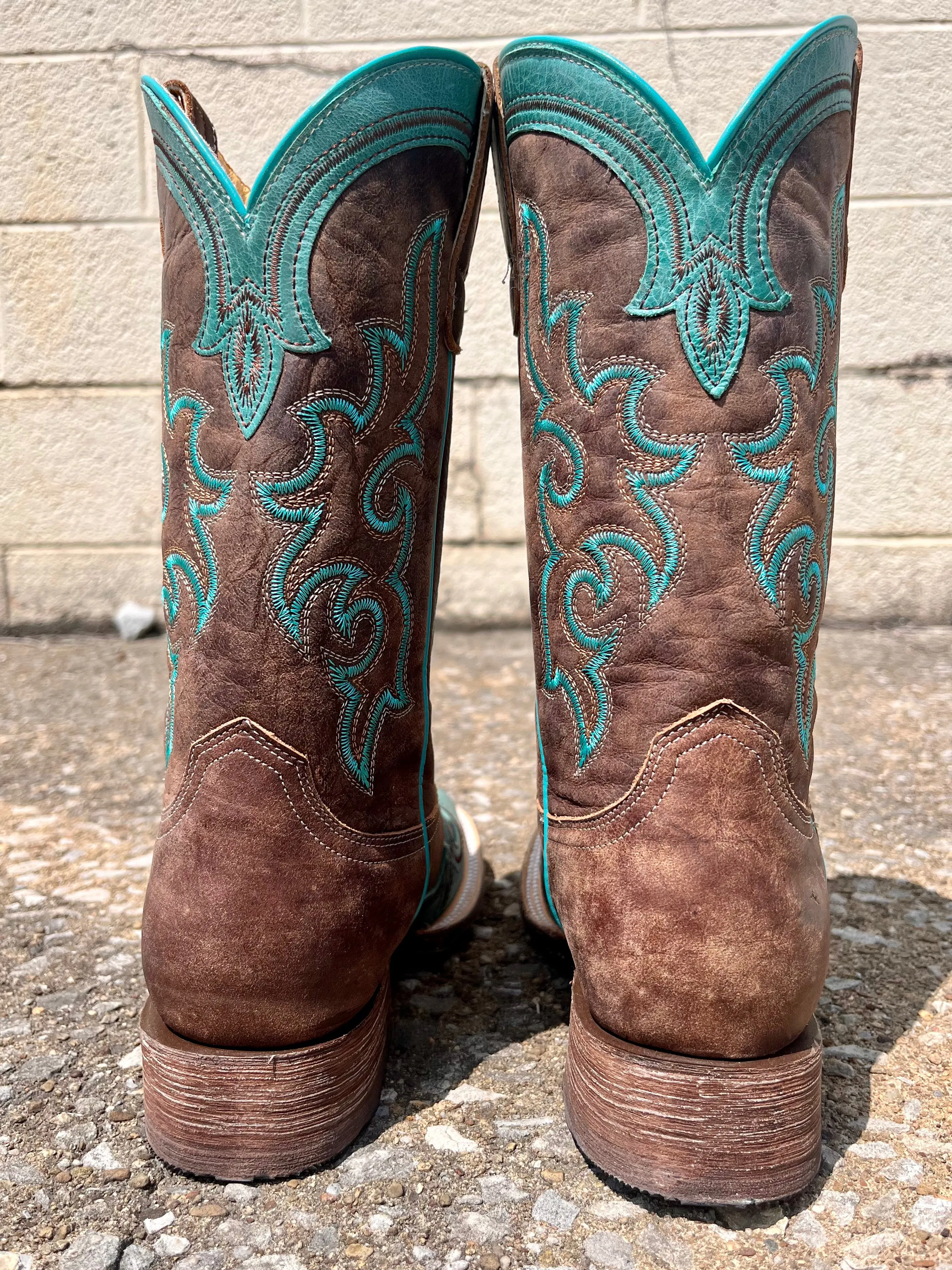 Roper Women's Shyla Burnish Blue Wing Tip Square Toe Cowgirl Boots 7016-8587