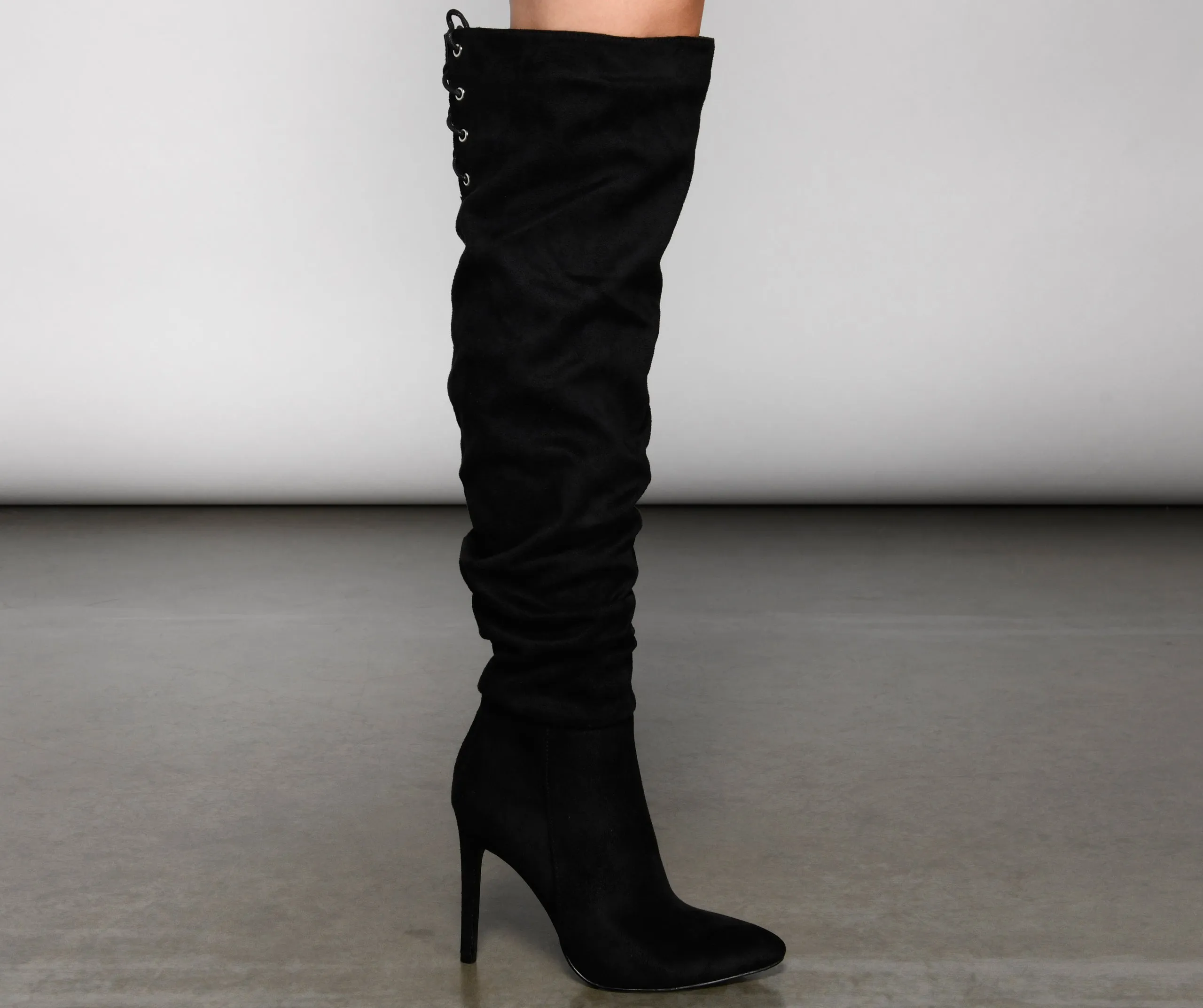 Run This Town Lace-Up Scrunched Boots