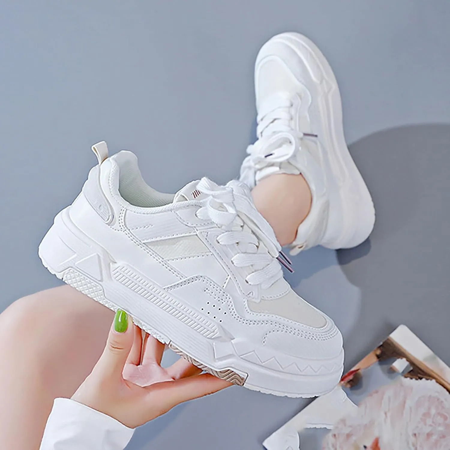 Running Shoes for Women Lether Business Casual Shoes Wedge Sneakers Sneakers for Women Running Fashion Walking Basketball Shoe Cross Trainer Shoe
