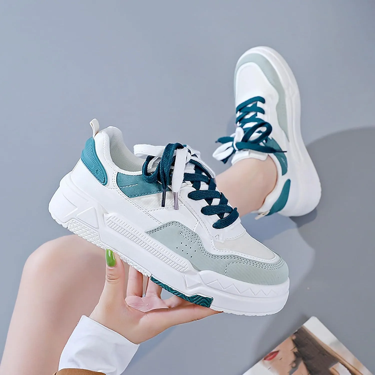Running Shoes for Women Lether Business Casual Shoes Wedge Sneakers Sneakers for Women Running Fashion Walking Basketball Shoe Cross Trainer Shoe