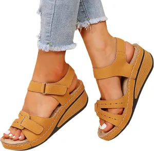 Rvidbe Orthopedic Sandals for Women Comfy Orthotic Sandal Anti-Slip Breathable Arch Support Platform Wedge Sandals Shoes