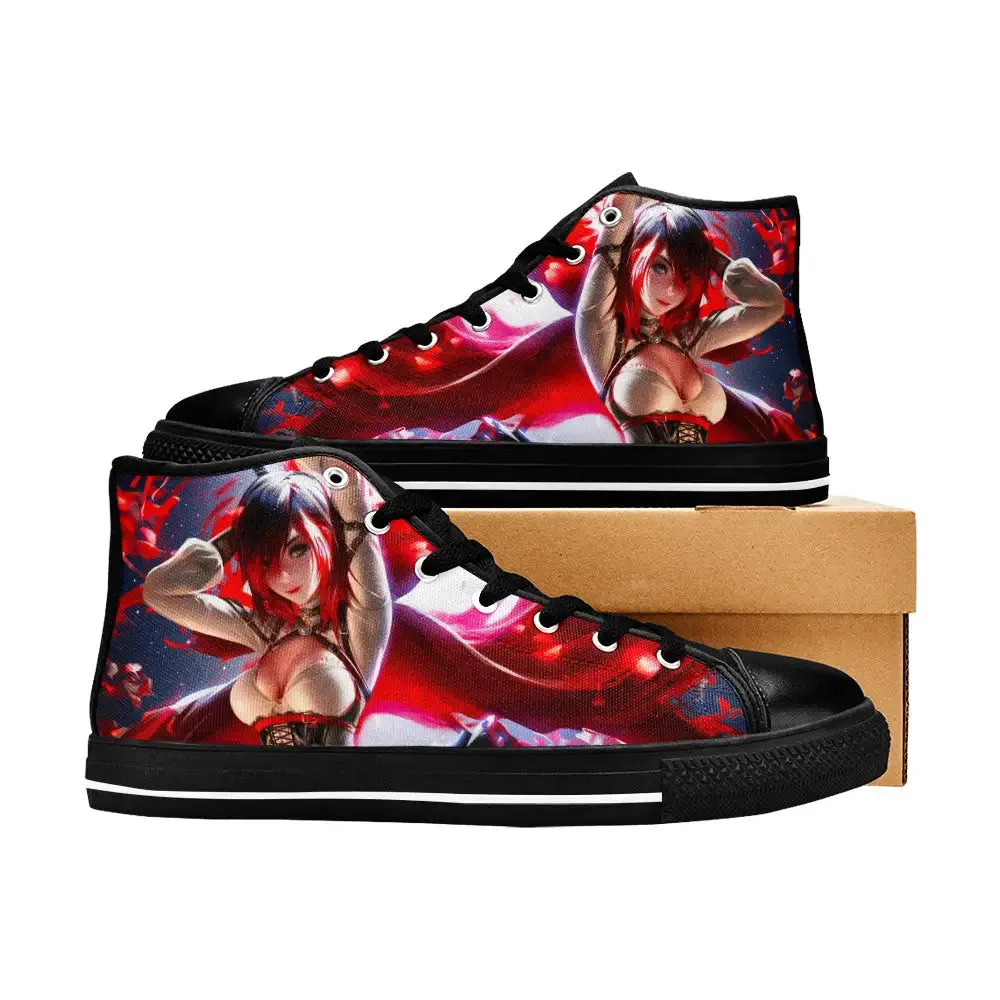 RWBY Ruby Rose Fanart Shoes High Top Sneakers for Kids and Adults
