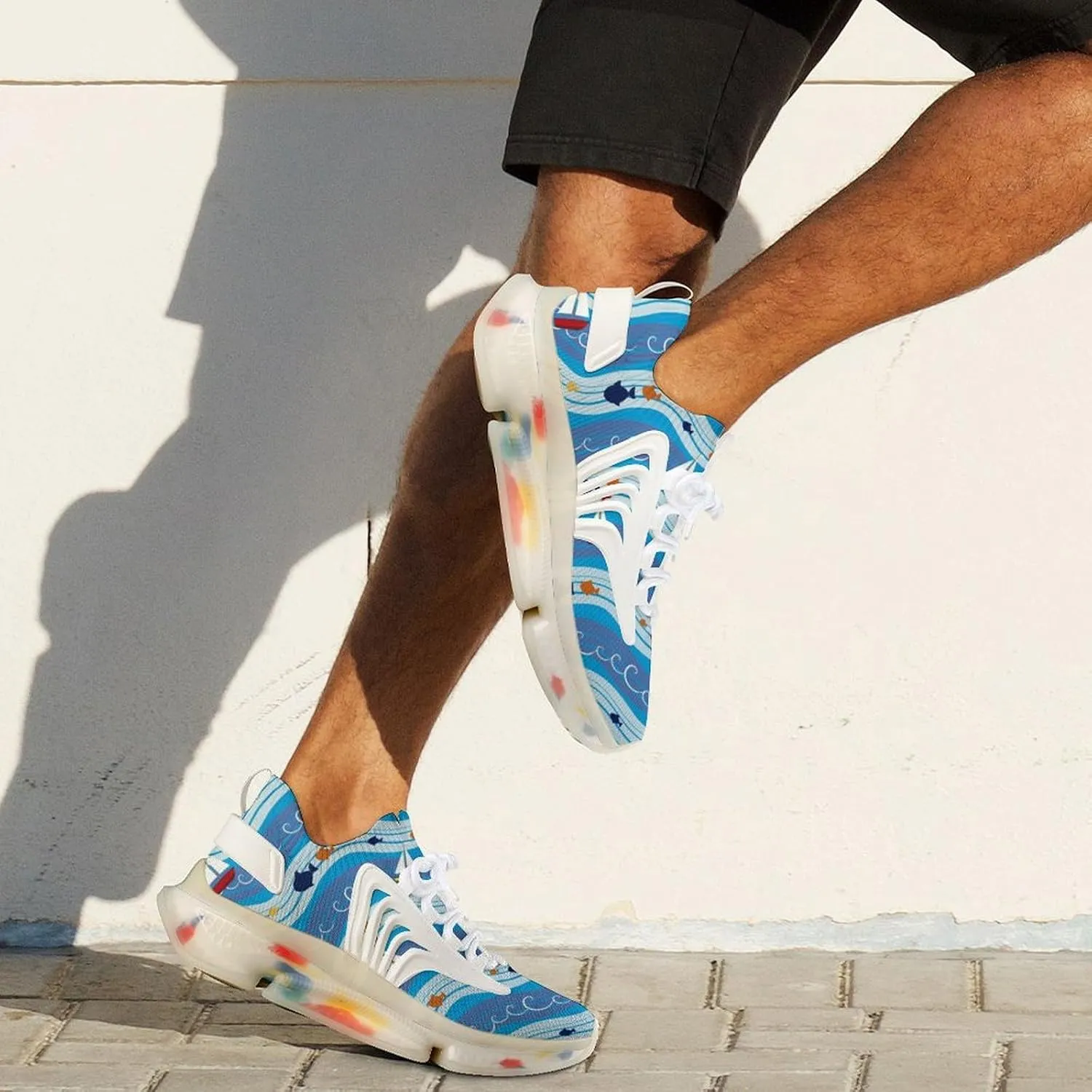 Sailing Waves Boats Men's Running Shoes Lightweight Walking Shoe Breathable Sneaker