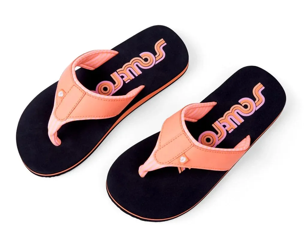Saltrock Womens Cora Retro Flip Flops - Black / Peach