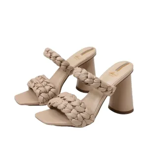 Sam Edelman Kendra Desert Beige Block Heel Square Open Toe Slip On Fashion Mules