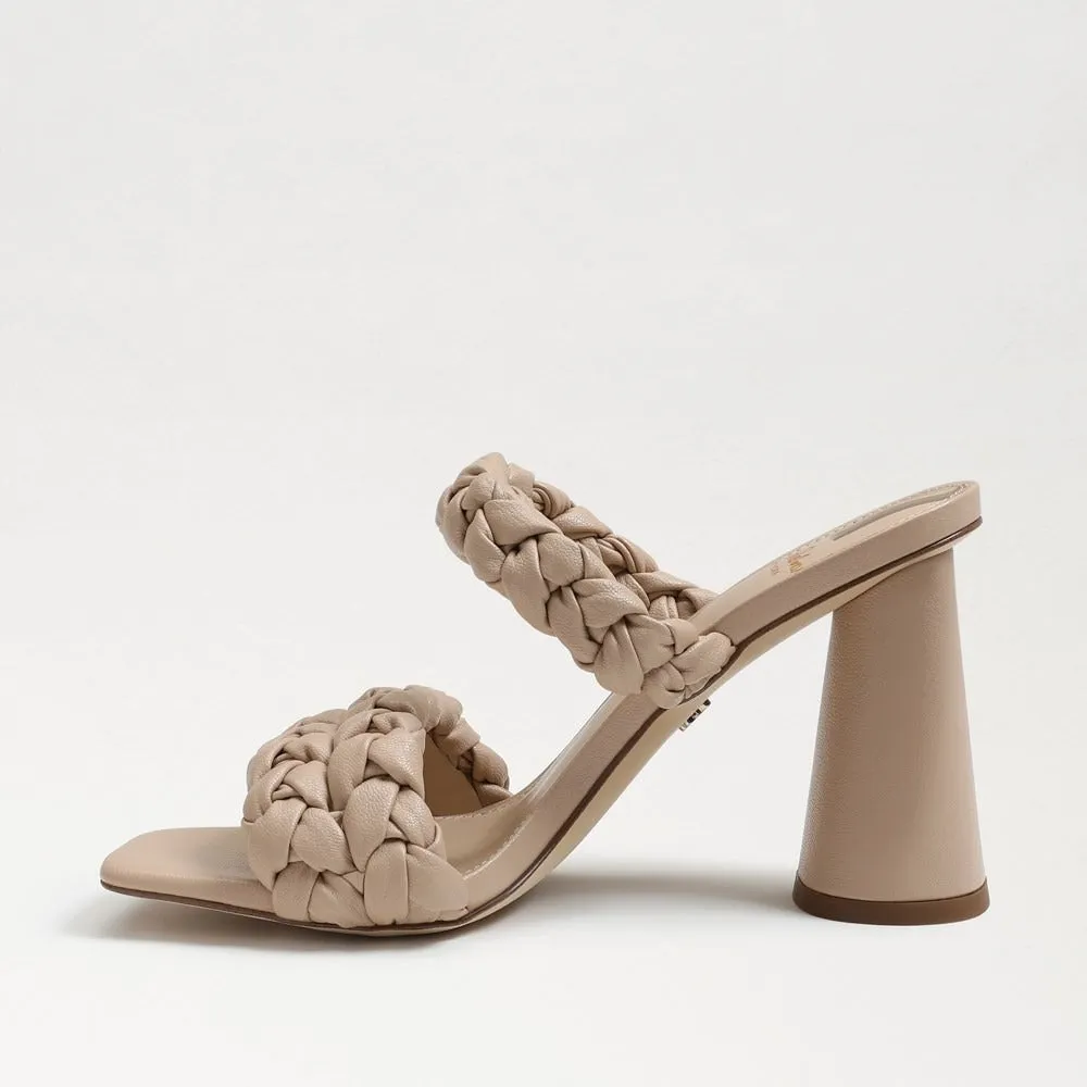 Sam Edelman Kendra Desert Beige Block Heel Square Open Toe Slip On Fashion Mules