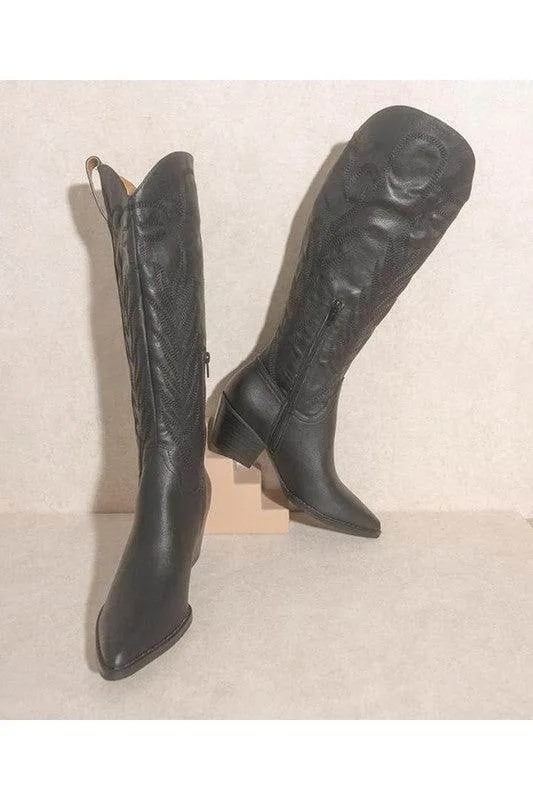 Samara-Embroidery Western Knee High Boots