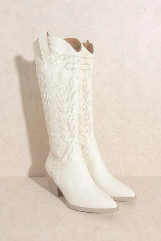 Samara-Embroidery Western Knee High Boots