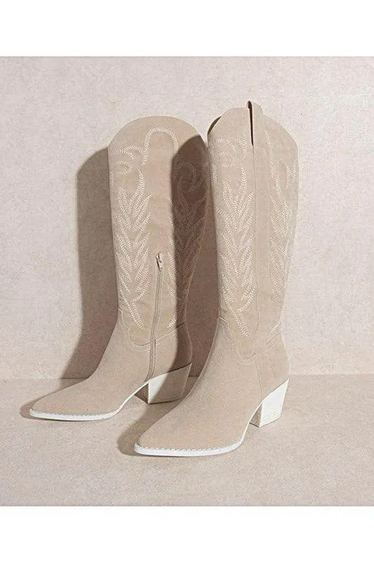 Samara-Embroidery Western Knee High Boots