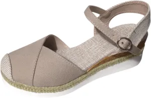Sandals for Women Dressy, Summer Sandals for Women Strappy Platform Sandals Close Toe Wedge Shoes Comfy Sandals