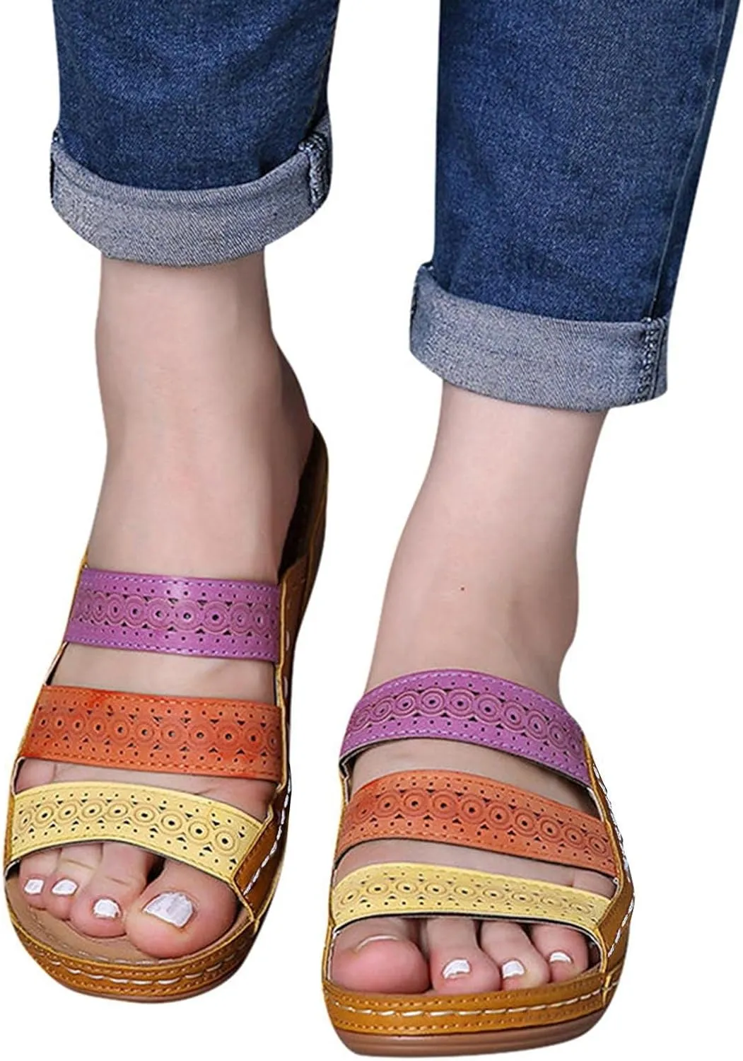 Sandals for Women Flatform Arch Support Lightweight Flip Flops Yoga Mat Thong Wedge Platform Shoes Quick Drying Non-Slip