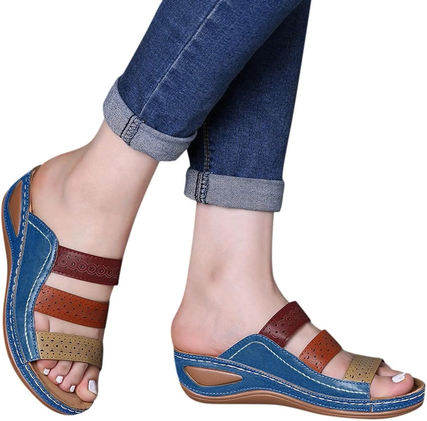 Sandals for Women Flatform Arch Support Lightweight Flip Flops Yoga Mat Thong Wedge Platform Shoes Quick Drying Non-Slip