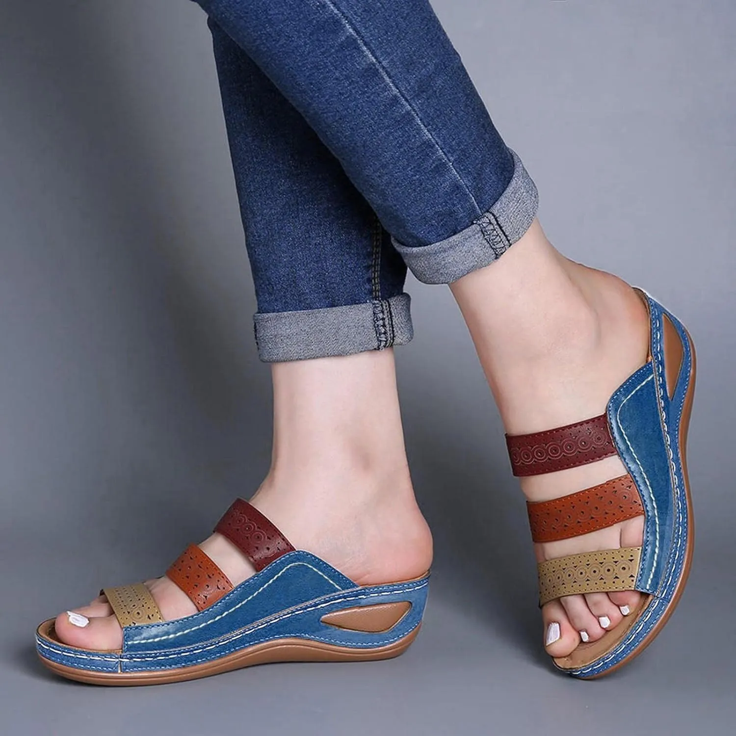 Sandals for Women Flatform Arch Support Lightweight Flip Flops Yoga Mat Thong Wedge Platform Shoes Quick Drying Non-Slip