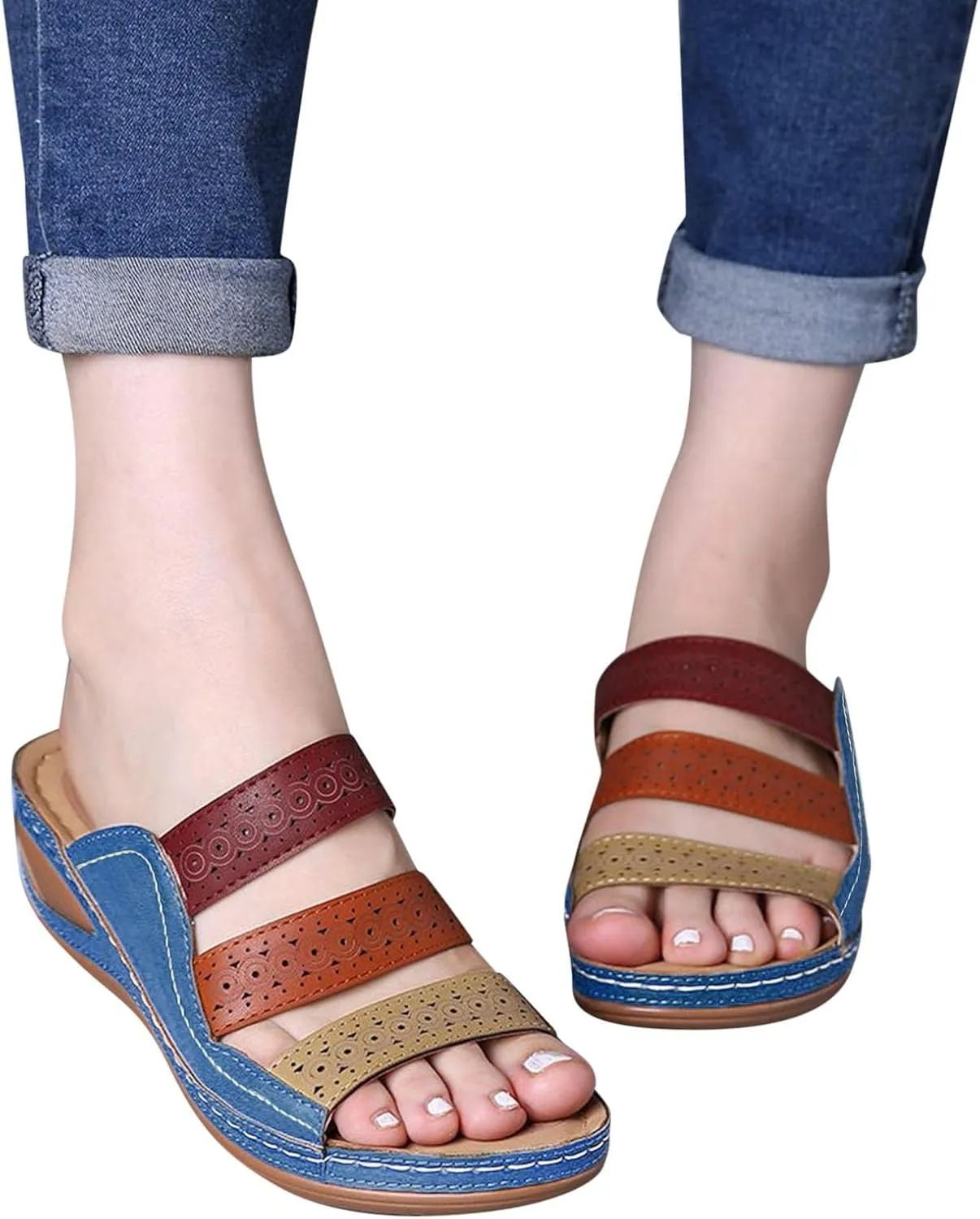 Sandals for Women Flatform Arch Support Lightweight Flip Flops Yoga Mat Thong Wedge Platform Shoes Quick Drying Non-Slip