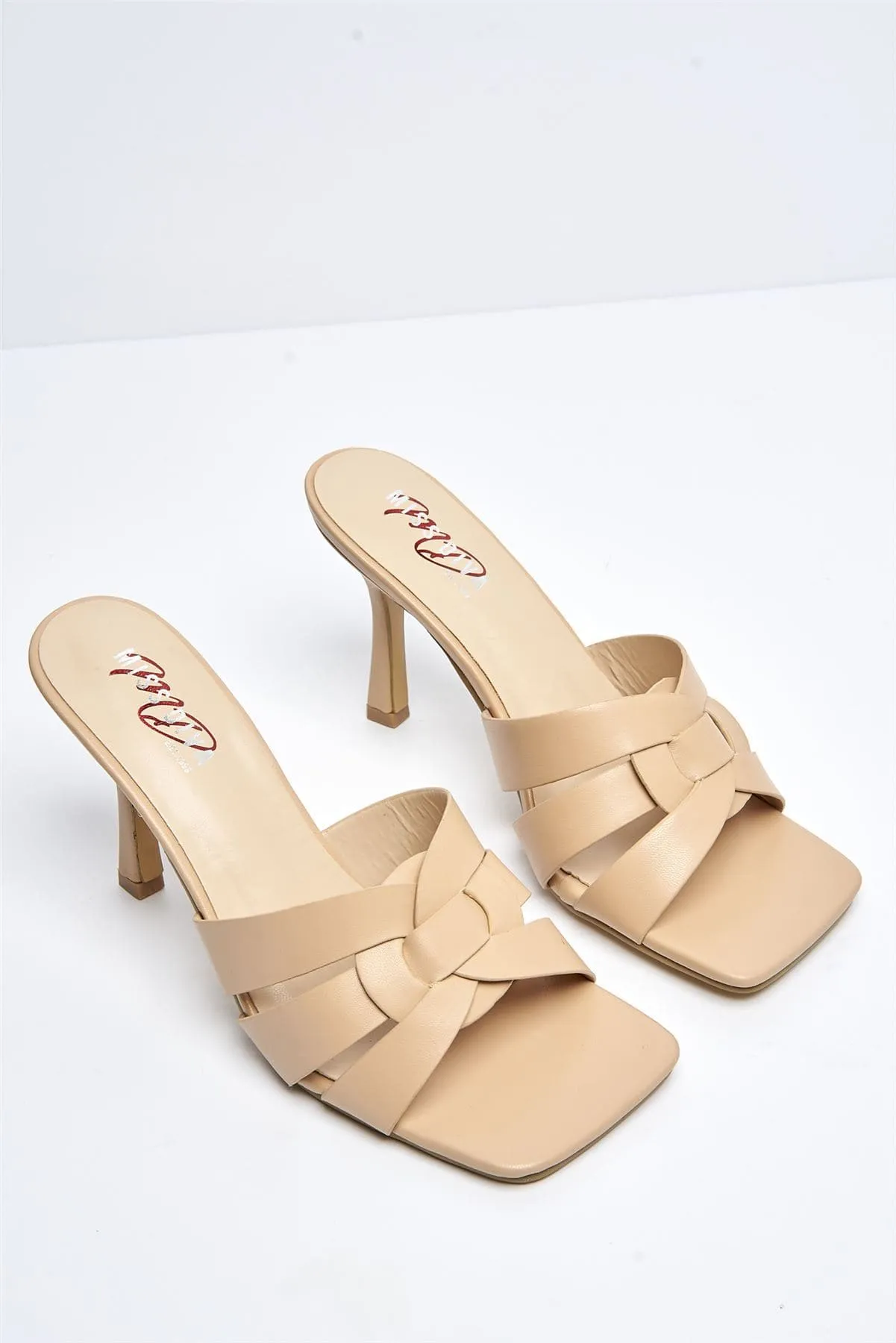 Santorini Large Woven Detail Mule in Nude