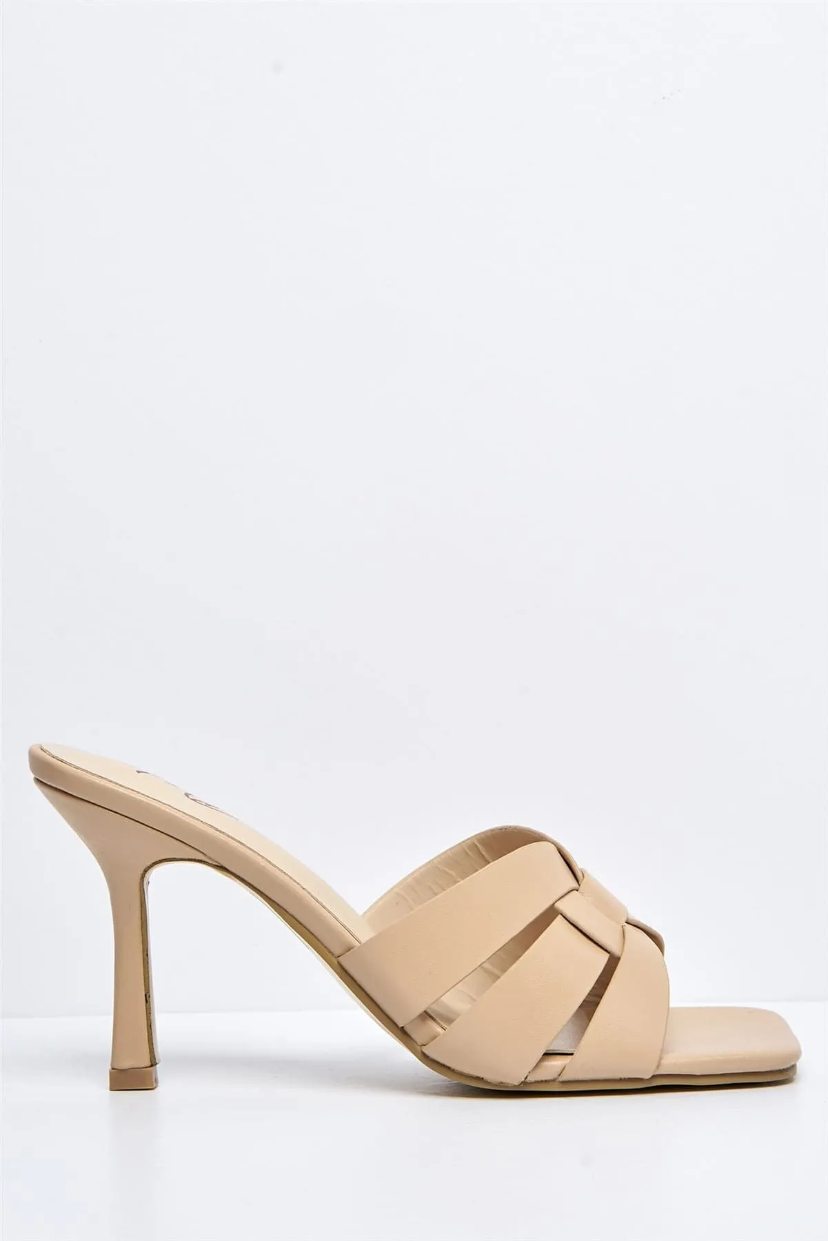 Santorini Large Woven Detail Mule in Nude